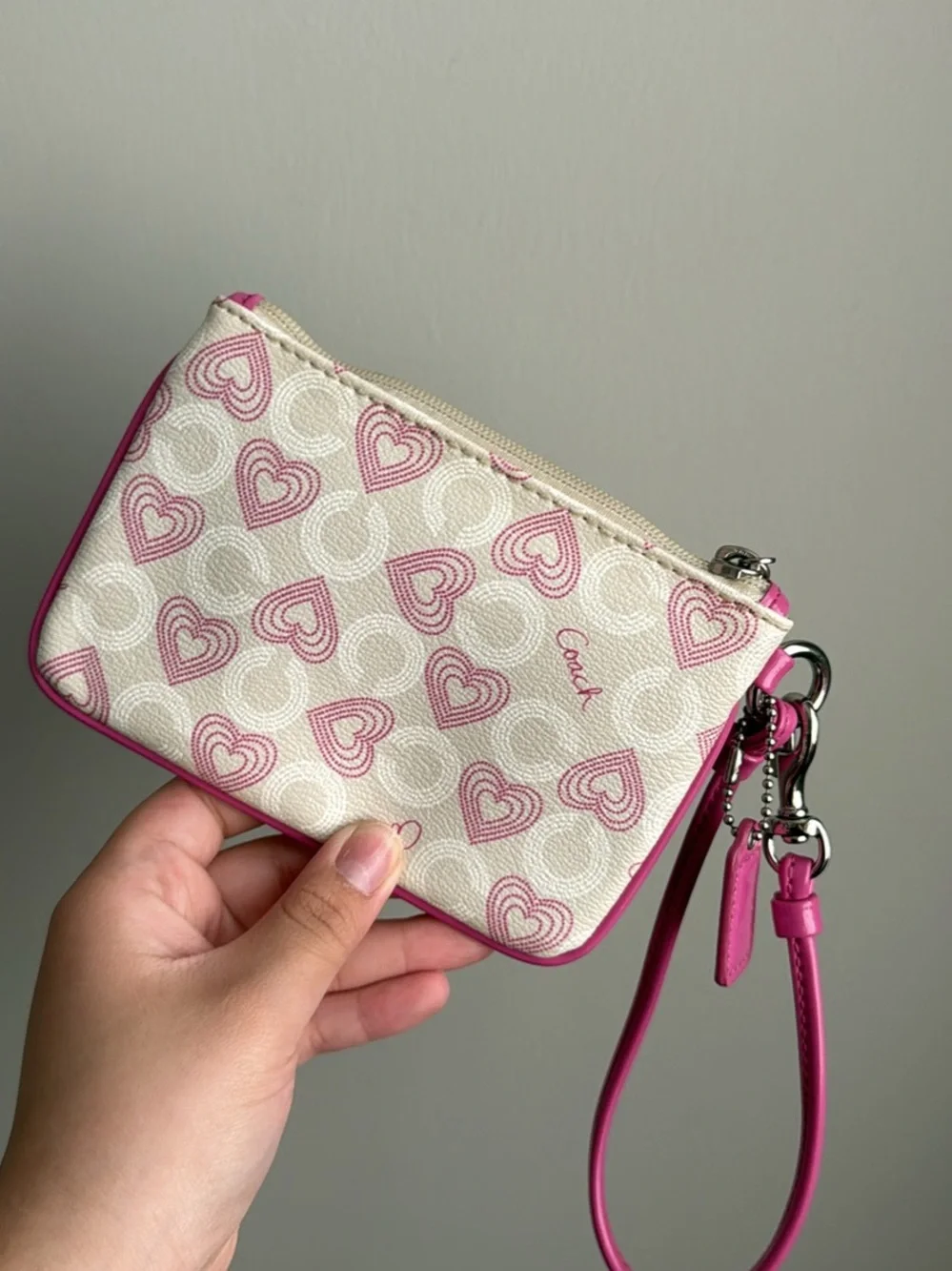 Coach Pink Heart Wristlet